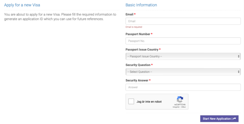 Visums&oslash;knad Tanzania steg 1 &ndash; fyll inn informasjon