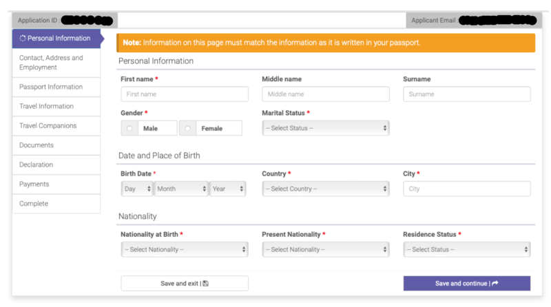 Visums&oslash;knad Tanzania steg 3 &ndash;  fyll i passopplysninger